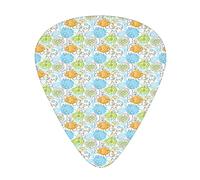 Púas de guitarra, paquete de 12 púas universales de guitarra ABS, coloridas rosas estilo boceto con corazones y hojas, tema botánico, para guitarra acústica y eléctrica, caléndula verde lima, azul cie