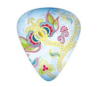 Púas de guitarra, paquete de 12 púas universales de guitarra ABS, coloridos motivos florales del Lejano Oriente, líneas arremolinadas, puntos y figura de pájaro fénix, para guitarra acústica y eléctri