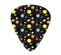 Púas de guitarra Paquete de 12 púas universales de guitarra ABS, cometas y estrellas con lunares Tierra Sol Saturno Marte Sistema solar, para guitarra acústica y eléctrica