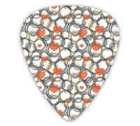 Púas de guitarra Paquete de 12 púas universales de guitarra ABS, composición moderna con formas de anillo, círculos y corazones, amor tierno para guitarra acústica y eléctrica