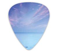 Púas de guitarra, paquete de 12 púas universales de guitarra ABS, costa del mar Báltico, vista al atardecer de otoño, cantos rodados en el turismo acuático, imagen temática para guitarra acústica y el