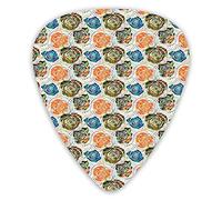 Púas de guitarra, paquete de 12 púas universales de guitarra ABS, diseño de mandala inspirado en cachemira, plantilla de método incorporado, figuras de rosas y líneas de vórtice para guitarra acústica