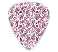 Púas de guitarra Paquete de 12 púas universales de guitarra ABS, escalas de remolinos y corazones en representación romántica de la naturaleza con pájaros y flores para guitarra acústica y eléctrica