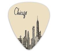 Púas de guitarra, paquete de 12 púas universales de guitarra ABS, estilo vintage, silueta urbana, cultura rural, arquitectura capital para guitarra acústica y eléctrica