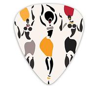 Púas de guitarra Paquete de 12 púas universales de guitarra ABS, figuras fractales de bailarines africanos en la ceremonia del festival étnico bohemio Imagen ritual para guitarra acústica y eléctrica