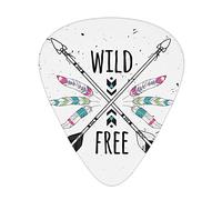 Púas de guitarra, paquete de 12 púas universales de guitarra ABS, flechas étnicas cruzadas con cita de motivación salvaje y libre, tema de ilustración primitiva, para guitarra acústica y eléctrica, co
