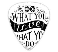 Púas de guitarra Paquete de 12 púas universales de guitarra ABS, haz lo que amas palabras de sabiduría letras dibujadas a mano para una vida exitosa para guitarra acústica y eléctrica