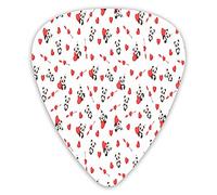 Púas de guitarra Paquete de 12 púas universales de guitarra ABS, lindo oso panda enamorado sentado con vívidos corazones y flechas de San Valentín para guitarra acústica y eléctrica