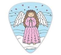 Púas de guitarra, paquete de 12 púas universales de guitarra ABS, niña en las nubes orando por amor corazones de Navidad Doodle para guitarra acústica y eléctrica