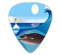 Púas de guitarra Paquete de 12 púas universales de guitarra ABS, paisaje gráfico del Polo Norte con onda de pingüino y sol, decoración de habitación para niños para guitarra acústica y eléctrica
