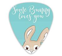Púas de guitarra, paquete de 12 púas universales de guitarra ABS, texto en inglés "Some Bunny Loves You" y un divertido conejo amigable con una gran sonrisa para guitarra acústica y eléctrica
