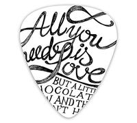 Púas de guitarra, paquete de 12 púas universales de guitarra ABS, todo lo que necesitas es amor, caligrafía, cómic, divertidas citas de felicidad, impresión de obras de arte clásicas para guitarra acú