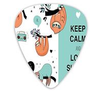 Púas de guitarra, paquete de 12 púas universales de guitarra ABS, tribu de oso perezoso australiano con cita de Keep Calm, arte temático de dibujos animados para guitarra acústica y eléctrica