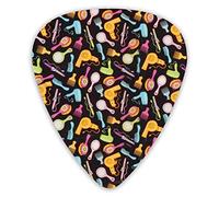 Púas de guitarra para estilista con estampado novedoso, púas de bajo premium para guitarra eléctrica y bajo con tres tamaños (paquete de 12)