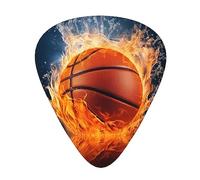 Púas de guitarra, para guitarra acústica, guitarra eléctrica, bajo, ukelele de tres tamaños (paquete de 12) Impresión de salpicaduras de llamas de baloncesto sobre fuego y agua