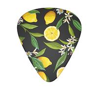Púas de guitarra, para guitarra acústica, guitarra eléctrica, bajo, ukelele de tres tamaños (paquete de 12) flores de limón, frutas y hojas