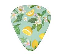 Púas de guitarra, para guitarra acústica, guitarra eléctrica, bajo, ukelele de tres tamaños (paquete de 12) frutas tropicales, hojas verdes menta, acuarela, limón