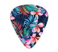 Púas de guitarra, para guitarra acústica, guitarra eléctrica, bajo, ukelele de tres tamaños (paquete de 12) estampado de hojas florales tropicales