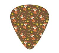 Púas de guitarra, para guitarra acústica, guitarra eléctrica, bajo, ukelele de tres tamaños (paquete de 12), color naranja quemado, hojas de otoño, bellota y zorros de dibujos animados