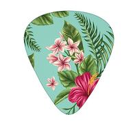Púas de guitarra, para guitarra acústica, guitarra eléctrica, bajo, ukelele de tres tamaños (paquete de 12) estampado de flores de hojas tropicales hawaianas
