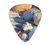 Púas de guitarra, para guitarra acústica, guitarra eléctrica, bajo, ukelele de tres tamaños (paquete de 12) Starfish Seashell Sandy Beach Theme