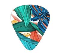 Púas de guitarra, para guitarra acústica, guitarra eléctrica, bajo, ukelele de tres tamaños (paquete de 12) con estampado de hojas de palma tropicales