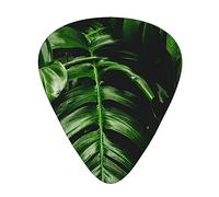 Púas de guitarra, para guitarra acústica, guitarra eléctrica, bajo, ukelele de tres tamaños (paquete de 12) estampado de hojas verdes tropicales