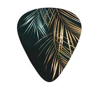 Púas de guitarra, para guitarra acústica, guitarra eléctrica, bajo, ukelele de tres tamaños (paquete de 12) con estampado de hojas de plantas doradas