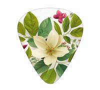 Púas de guitarra, para guitarra acústica, guitarra eléctrica, bajo, ukelele de tres tamaños (paquete de 12) con estampado de hojas de flores