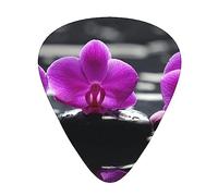 Púas de guitarra, para guitarra acústica, guitarra eléctrica, bajo, ukelele de tres tamaños (paquete de 12) flores en spa impresas