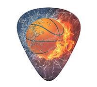 Púas de guitarra, para guitarra acústica, guitarra eléctrica, bajo, ukelele de tres tamaños (paquete de 12) Llamas de baloncesto y gotas de agua