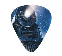 Púas de guitarra, para guitarra acústica, guitarra eléctrica, bajo, ukelele de tres tamaños (paquete de 12) Tren ferroviario nocturno de nieve navideña de invierno