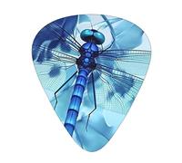Púas de guitarra, para guitarra acústica, guitarra eléctrica, bajo, ukelele, tres tamaños (paquete de 12) Art Blue Dragonfly Print