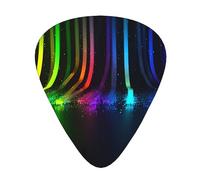 Púas de guitarra, para guitarra acústica, guitarra eléctrica, bajo, ukelele, tres tamaños (paquete de 12), estampado de neón arcoíris