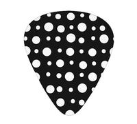 Púas de guitarra, para guitarra acústica, guitarra eléctrica, bajo, ukelele, tres tamaños (paquete de 12), estampado de lunares en blanco y negro