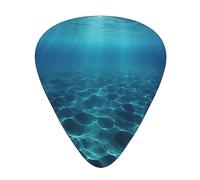 Púas de guitarra, para guitarra acústica, guitarra eléctrica, bajo, ukelele, tres tamaños (paquete de 12), estampado azul profundo del océano