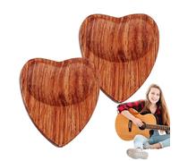 Púas de guitarra para guitarra acústica, púas de guitarra de madera | Púas de ukelele antideslizantes con forma de corazón | Empuñaduras de púas de guitarra de madera maciza, 2 piezas de púas de bajo