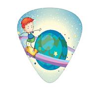 Púas de guitarra para niño, paquete de 12 púas universales de guitarra ABS, Fantasy Boy Return Bottom en Rings of Saturn Universe Planetary Playroom, para guitarra acústica y eléctrica, azul