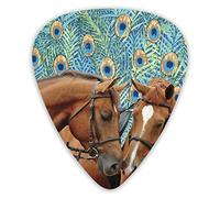 Púas de guitarra Pareja Caballo Pluma de pavo real 12 piezas Púas de ukelele que incluyen 0,46 mm 0,71 mm 0,96 mm