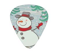 Púas de guitarra, patines de muñeco de nieve alegres en árbol de Navidad para guitarra acústica, guitarra eléctrica, bajo, ukelele de tres tamaños (paquete de 12)