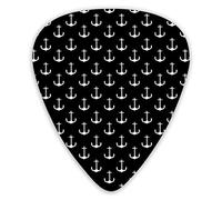 Púas de guitarra Patrón de ancla en blanco y negro 12 piezas Púas de ukelele que incluyen 0,46 mm 0,71 mm 0,96 mm