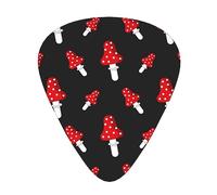 Púas de guitarra, patrón de hongos Amanita para guitarra acústica, guitarra eléctrica, bajo, ukelele de tres tamaños (paquete de 12)