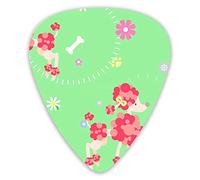 Púas de guitarra Patrón de repetición de perro caniche sin costuras con huella de hueso y flor en fondo verde Muestra de selección de primera calidad 12 paquetes