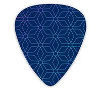 Púas de guitarra Patrón geométrico abstracto azul 12 piezas Púas de ukelele que incluyen 0,46 mm 0,71 mm 0,96 mm