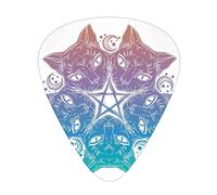 Púas de guitarra Pentacle, paquete de 12 púas universales de guitarra ABS, cabezas de s formando un diseño de mandala con estrella de pentagrama de luna creciente, para guitarra acústica y eléctrica