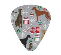 Púas de guitarra, perro galgo, perro de Navidad, lindo perro de Navidad para guitarra acústica, guitarra eléctrica, bajo, ukelele de tres tamaños (paquete de 12)