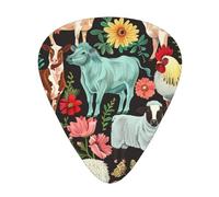 Púas de guitarra personalizadas con estampado de animales de granja, 12 piezas en caja. Sonido nítido. Ukelele, bajo eléctrico (0,46 x 0,71 x 0,96 mm).