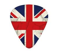 Púas de guitarra personalizadas con estampado de la bandera del Reino Unido, 12 unidades en caja. Sonido nítido. Ukelele y bajo eléctrico (0,46 x 0,71 x 0,96 mm).