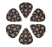 Púas de guitarra personalizadas (paquete de 6), diseño de rayo y tigre, negras, gruesas, medianas y finas (0,46 mm, 0,71 mm y 0,96 mm) para bajo, mandolina, guitarra acústica y eléctrica.