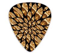 Púas de guitarra, pétalos de flores doradas, variación de púas de bajo premium para guitarra eléctrica y bajo con tres tamaños (paquete de 12)